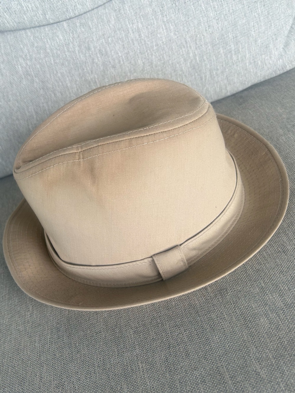 Vintage London Fog Natural Khaki Cotton Canvas Fedora Hat Fitted 7 1/4 L3110